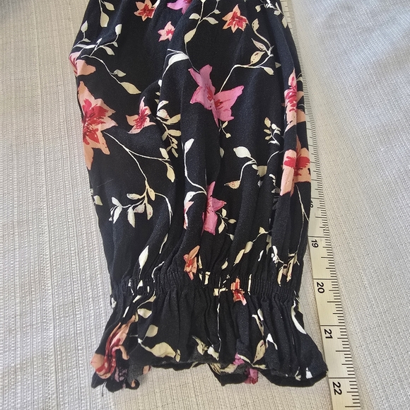 Free People Lighten Up Flowy Floral Mini Dress Large Black Pink Boho Garden - Picture 8 of 12